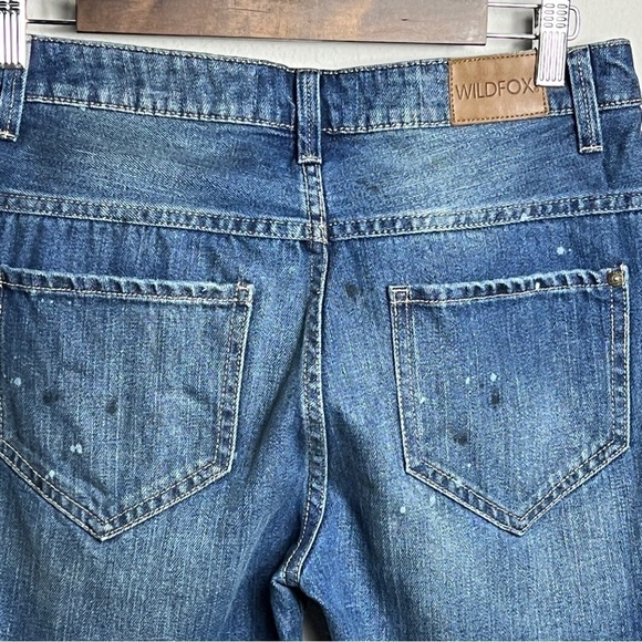 Wildfox Jeans Women's 28 Da Vinci Wash Paint Baggy Cropped Medium Wash - Picture 10 of 10
